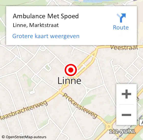 Locatie op kaart van de 112 melding: Ambulance Met Spoed Naar Linne, Marktstraat op 28 maart 2017 17:41