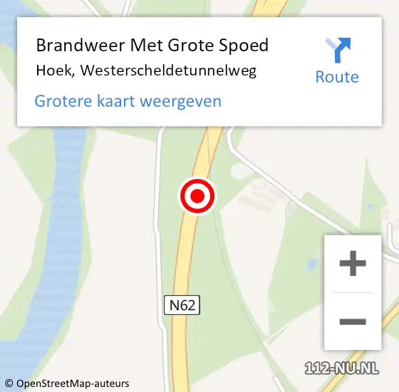 Locatie op kaart van de 112 melding: Brandweer Met Grote Spoed Naar Hoek, Westerscheldetunnelweg op 28 maart 2017 17:42