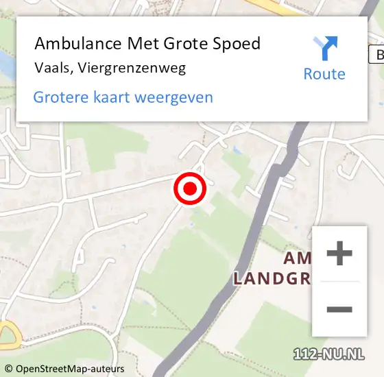 Locatie op kaart van de 112 melding: Ambulance Met Grote Spoed Naar Vaals, Viergrenzenweg op 15 januari 2014 12:31