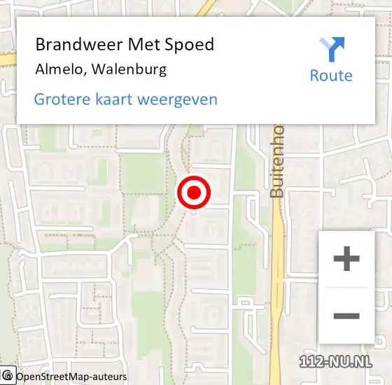 Locatie op kaart van de 112 melding: Brandweer Met Spoed Naar Almelo, Walenburg op 28 maart 2017 18:06