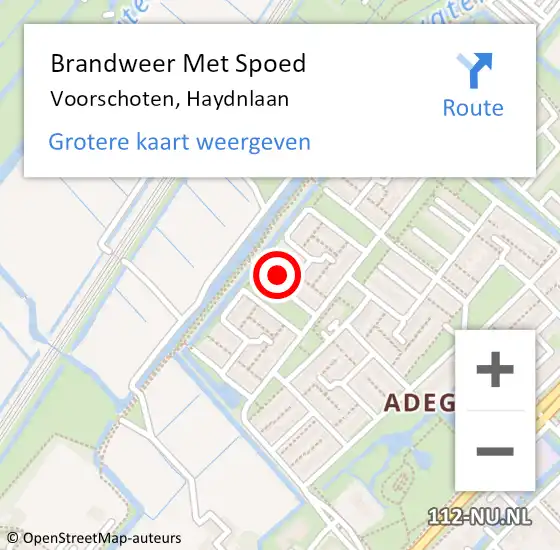 Locatie op kaart van de 112 melding: Brandweer Met Spoed Naar Voorschoten, Haydnlaan op 28 maart 2017 18:20