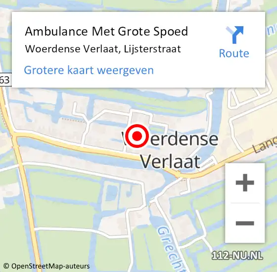 Locatie op kaart van de 112 melding: Ambulance Met Grote Spoed Naar Woerdense Verlaat, Lijsterstraat op 28 maart 2017 18:27