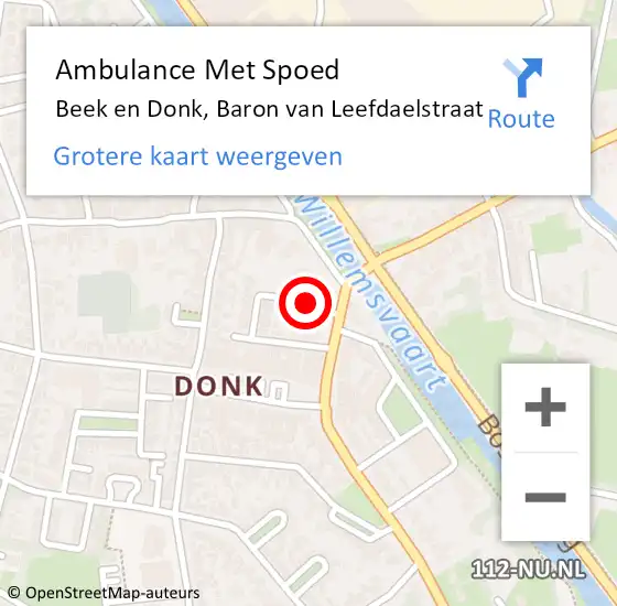 Locatie op kaart van de 112 melding: Ambulance Met Spoed Naar Beek en Donk, Baron van Leefdaelstraat op 28 maart 2017 19:07