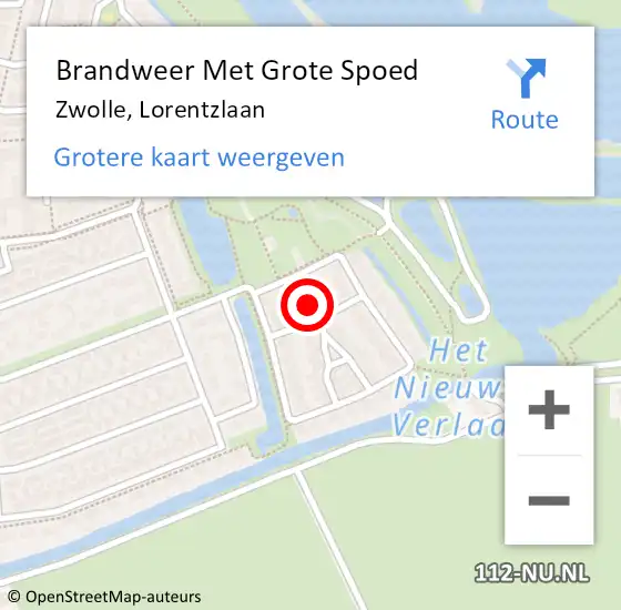 Locatie op kaart van de 112 melding: Brandweer Met Grote Spoed Naar Zwolle, Lorentzlaan op 28 maart 2017 19:09