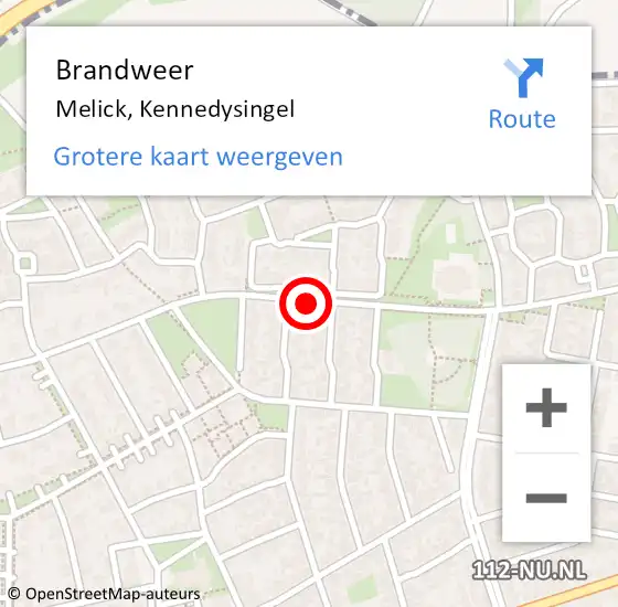 Locatie op kaart van de 112 melding: Brandweer Melick, Kennedysingel op 28 maart 2017 19:22