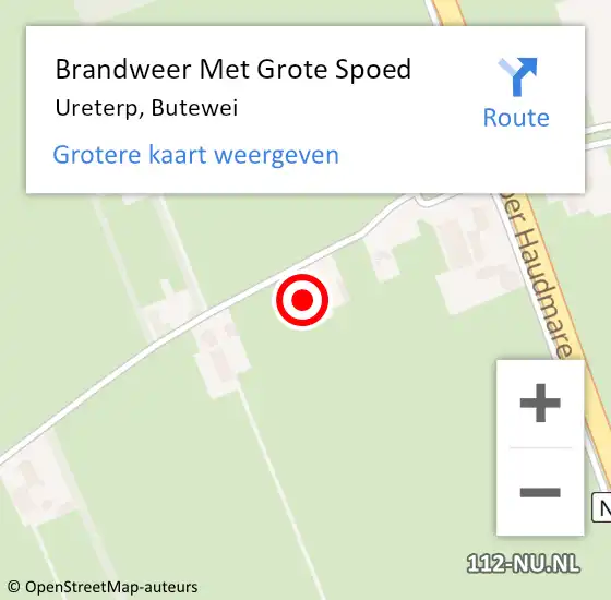 Locatie op kaart van de 112 melding: Brandweer Met Grote Spoed Naar Ureterp, Butewei op 28 maart 2017 21:29