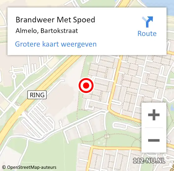 Locatie op kaart van de 112 melding: Brandweer Met Spoed Naar Almelo, Bartokstraat op 28 maart 2017 21:42