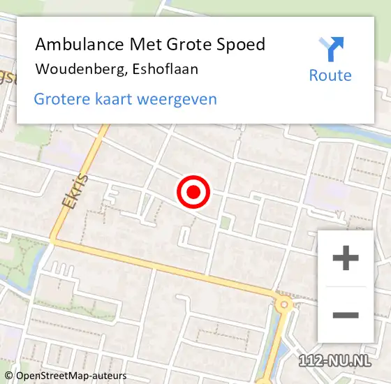 Locatie op kaart van de 112 melding: Ambulance Met Grote Spoed Naar Woudenberg, Eshoflaan op 28 maart 2017 22:23