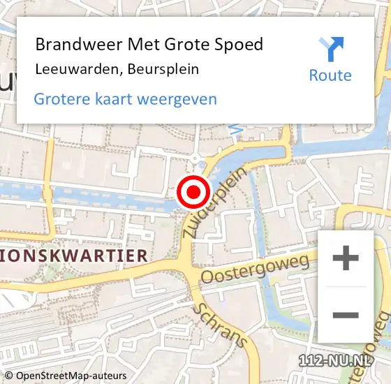 Locatie op kaart van de 112 melding: Brandweer Met Grote Spoed Naar Leeuwarden, Beursplein op 28 maart 2017 23:26