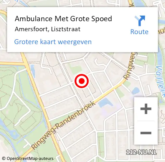 Locatie op kaart van de 112 melding: Ambulance Met Grote Spoed Naar Amersfoort, Lisztstraat op 28 maart 2017 23:43