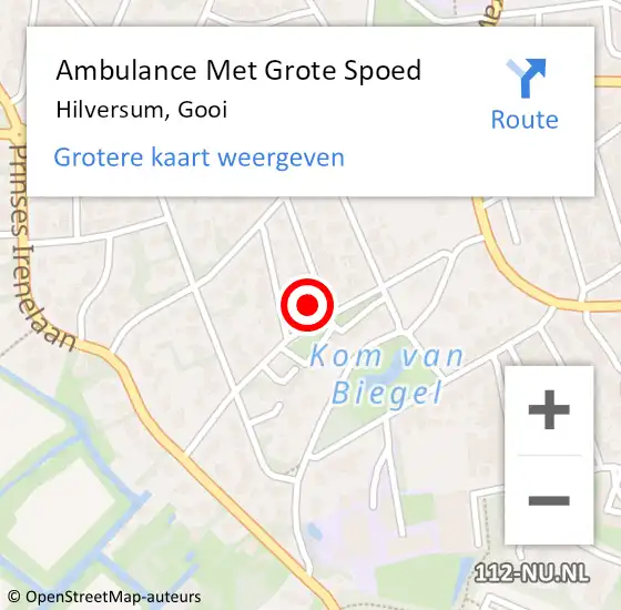 Locatie op kaart van de 112 melding: Ambulance Met Grote Spoed Naar Hilversum, Gooi op 29 maart 2017 00:20