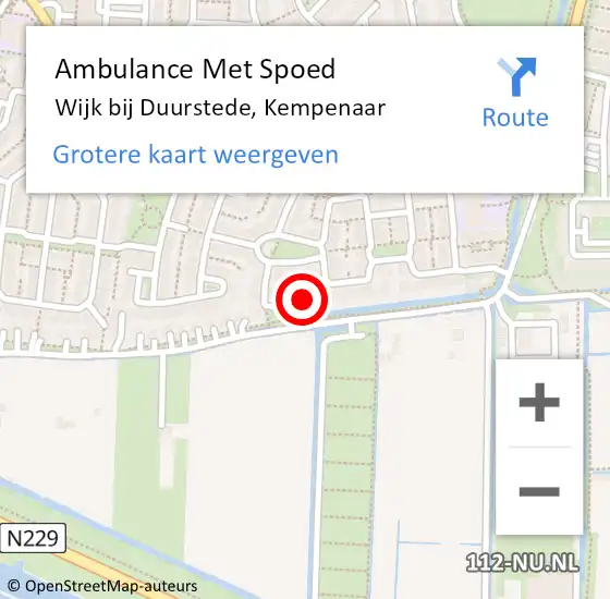 Locatie op kaart van de 112 melding: Ambulance Met Spoed Naar Wijk bij Duurstede, Kempenaar op 29 maart 2017 02:40