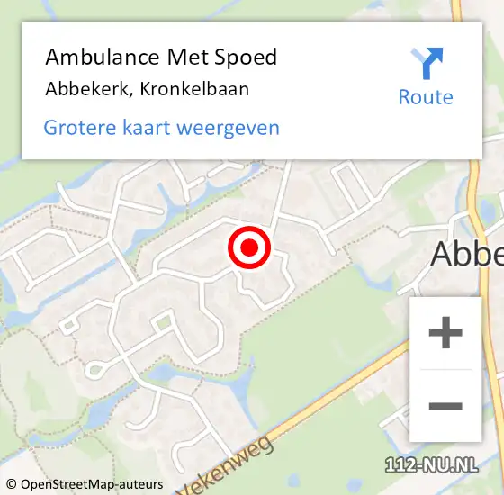 Locatie op kaart van de 112 melding: Ambulance Met Spoed Naar Abbekerk, Kronkelbaan op 29 maart 2017 03:17