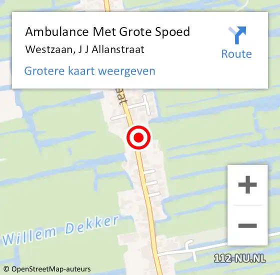 Locatie op kaart van de 112 melding: Ambulance Met Grote Spoed Naar Westzaan, J J Allanstraat op 29 maart 2017 03:32