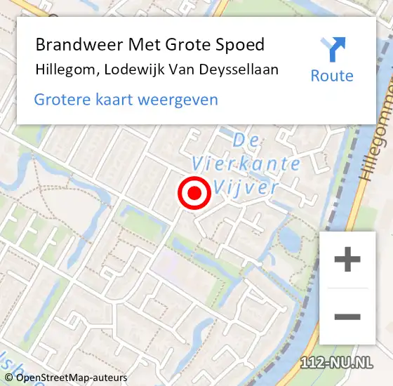 Locatie op kaart van de 112 melding: Brandweer Met Grote Spoed Naar Hillegom, Lodewijk Van Deyssellaan op 29 maart 2017 04:34