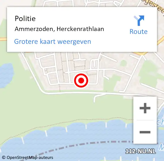 Locatie op kaart van de 112 melding: Politie Ammerzoden, Herckenrathlaan op 15 januari 2014 13:05