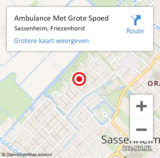 Locatie op kaart van de 112 melding: Ambulance Met Grote Spoed Naar Sassenheim, Friezenhorst op 29 maart 2017 05:07