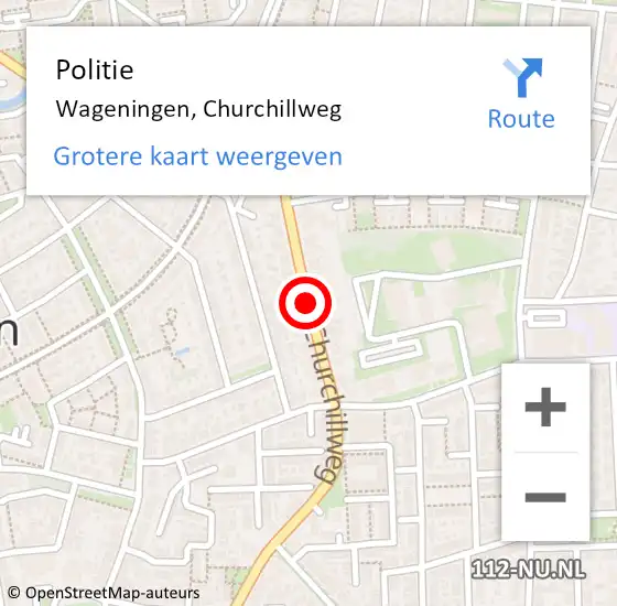 Locatie op kaart van de 112 melding: Politie Wageningen, Churchillweg op 29 maart 2017 05:12