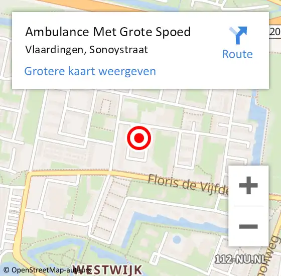 Locatie op kaart van de 112 melding: Ambulance Met Grote Spoed Naar Vlaardingen, Sonoystraat op 29 maart 2017 06:04