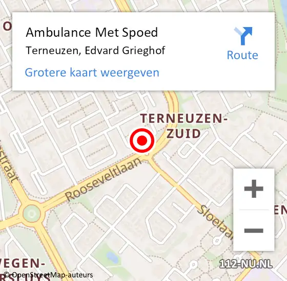 Locatie op kaart van de 112 melding: Ambulance Met Spoed Naar Terneuzen, Edvard Grieghof op 29 maart 2017 07:20