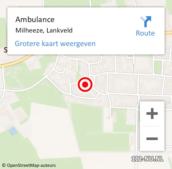 Locatie op kaart van de 112 melding: Ambulance Milheeze, Lankveld op 29 maart 2017 08:13