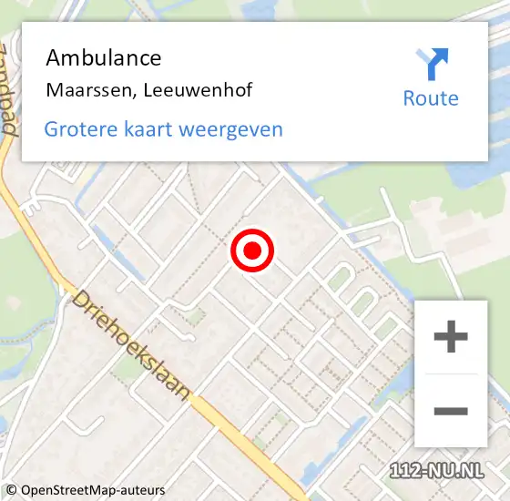 Locatie op kaart van de 112 melding: Ambulance Maarssen, Leeuwenhof op 29 maart 2017 08:21