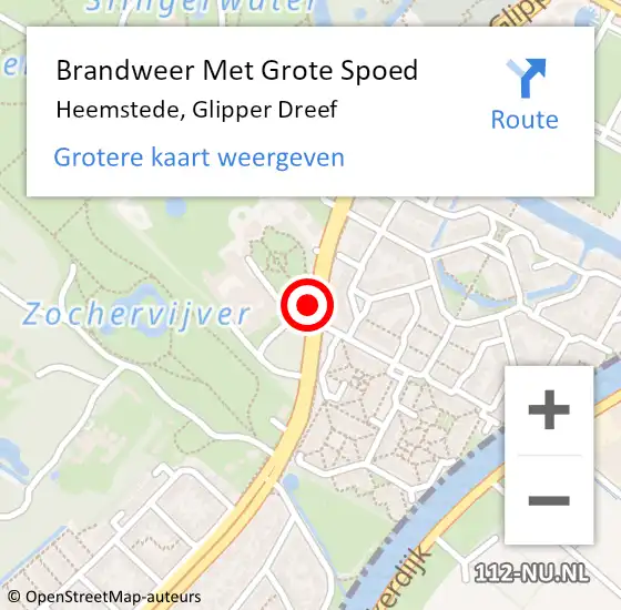 Locatie op kaart van de 112 melding: Brandweer Met Grote Spoed Naar Heemstede, Glipper Dreef op 29 maart 2017 08:34