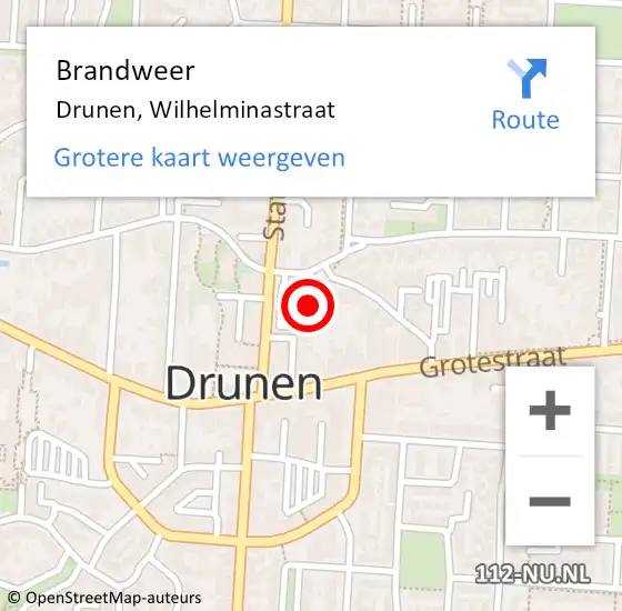 Locatie op kaart van de 112 melding: Brandweer Drunen, Wilhelminastraat op 29 maart 2017 08:37