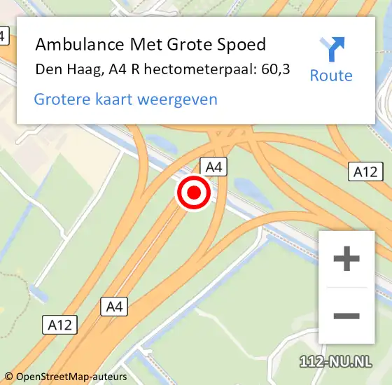 Locatie op kaart van de 112 melding: Ambulance Met Grote Spoed Naar Den Haag, A4 L hectometerpaal: 50,7 op 29 maart 2017 08:55