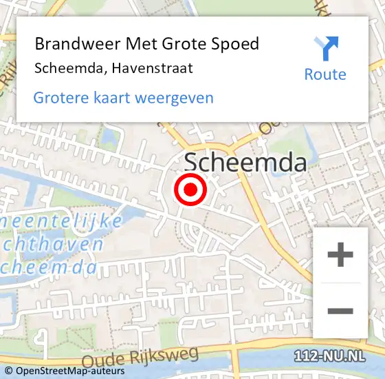 Locatie op kaart van de 112 melding: Brandweer Met Grote Spoed Naar Scheemda, Havenstraat op 29 maart 2017 08:59