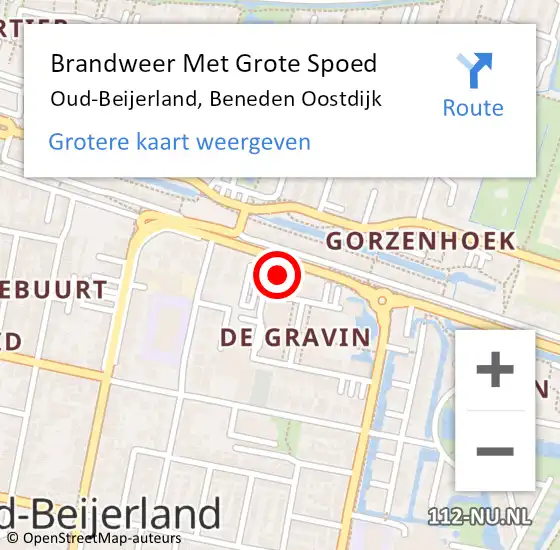 Locatie op kaart van de 112 melding: Brandweer Met Grote Spoed Naar Oud-Beijerland, Beneden Oostdijk op 29 maart 2017 09:01
