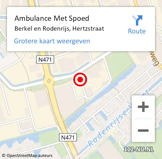 Locatie op kaart van de 112 melding: Ambulance Met Spoed Naar Berkel en Rodenrijs, Hertzstraat op 29 maart 2017 09:04