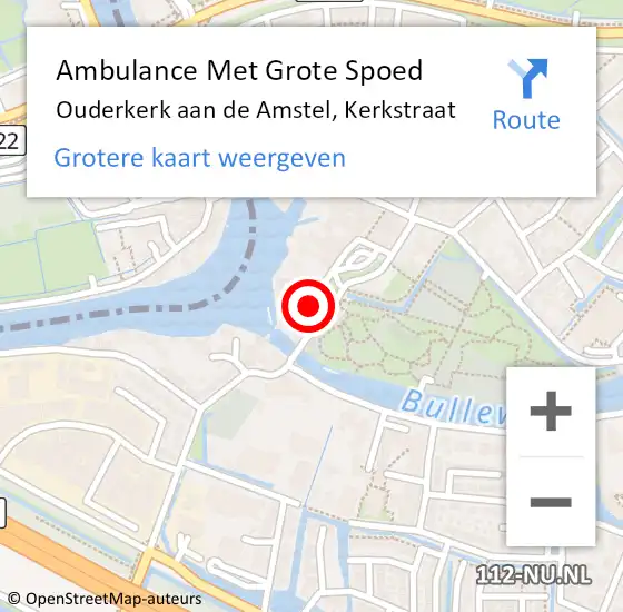 Locatie op kaart van de 112 melding: Ambulance Met Grote Spoed Naar Ouderkerk aan de Amstel, Kerkstraat op 29 maart 2017 09:05