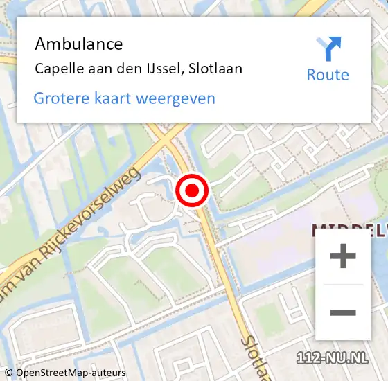 Locatie op kaart van de 112 melding: Ambulance Capelle aan den IJssel, Slotlaan op 29 maart 2017 09:06