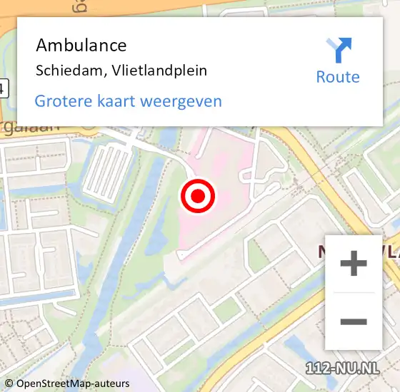 Locatie op kaart van de 112 melding: Ambulance Schiedam, Vlietlandplein op 29 maart 2017 09:06