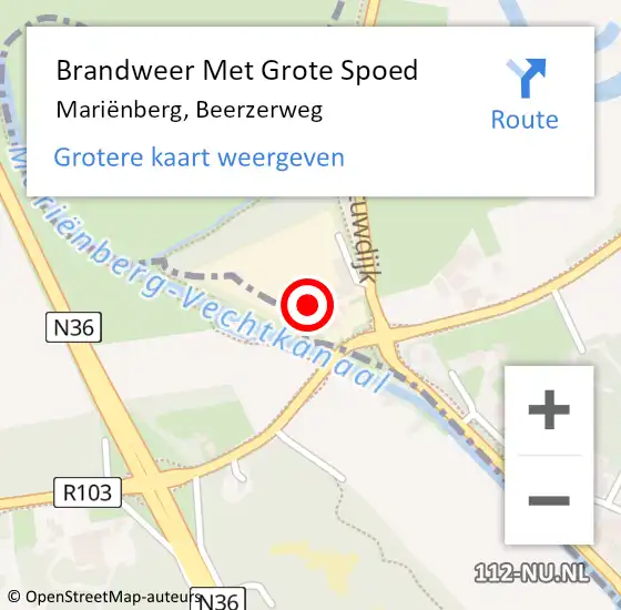 Locatie op kaart van de 112 melding: Brandweer Met Grote Spoed Naar Marienberg, Beerzerweg op 29 maart 2017 09:25