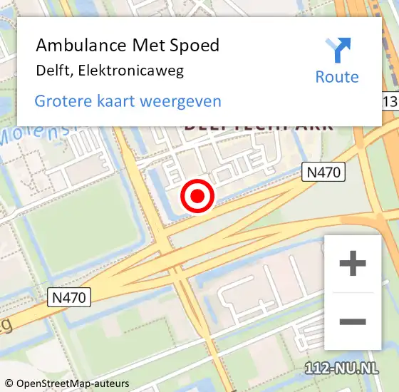 Locatie op kaart van de 112 melding: Ambulance Met Spoed Naar Delft, Elektronicaweg op 29 maart 2017 09:50