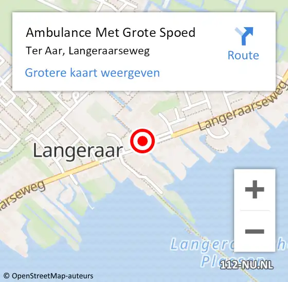 Locatie op kaart van de 112 melding: Ambulance Met Grote Spoed Naar Ter Aar, Langeraarseweg op 29 maart 2017 09:57