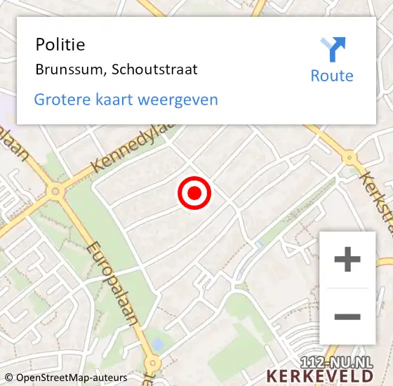 Locatie op kaart van de 112 melding: Politie Brunssum, Schoutstraat op 29 maart 2017 10:01