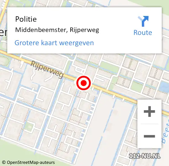 Locatie op kaart van de 112 melding: Politie Middenbeemster, Rijperweg op 29 maart 2017 10:43