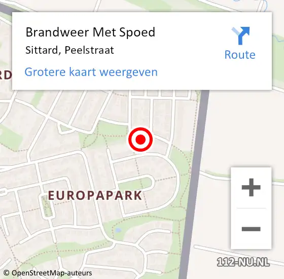 Locatie op kaart van de 112 melding: Brandweer Met Spoed Naar Sittard, Peelstraat op 29 maart 2017 10:53