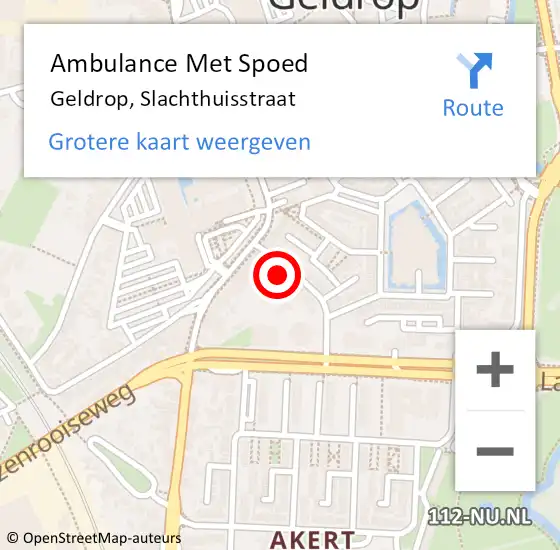 Locatie op kaart van de 112 melding: Ambulance Met Spoed Naar Geldrop, Slachthuisstraat op 29 maart 2017 11:54