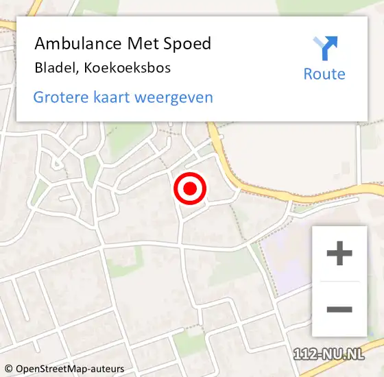 Locatie op kaart van de 112 melding: Ambulance Met Spoed Naar Bladel, Koekoeksbos op 29 maart 2017 12:07