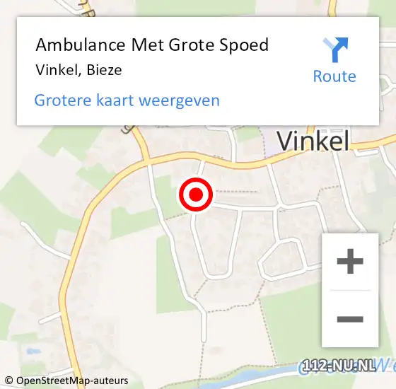 Locatie op kaart van de 112 melding: Ambulance Met Grote Spoed Naar Vinkel, Bieze op 29 maart 2017 12:14