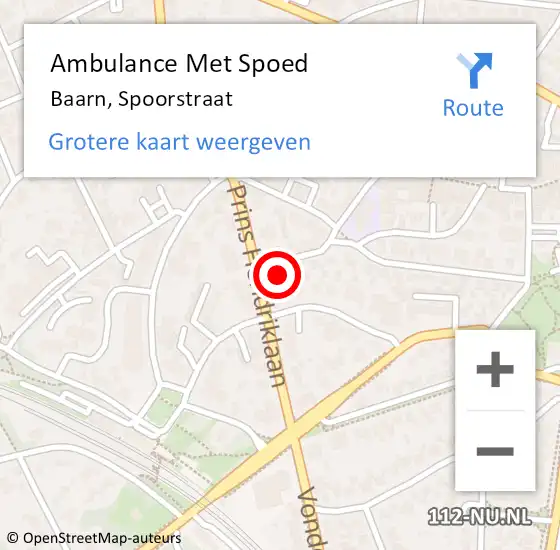 Locatie op kaart van de 112 melding: Ambulance Met Spoed Naar Baarn, Spoorstraat op 29 maart 2017 12:44