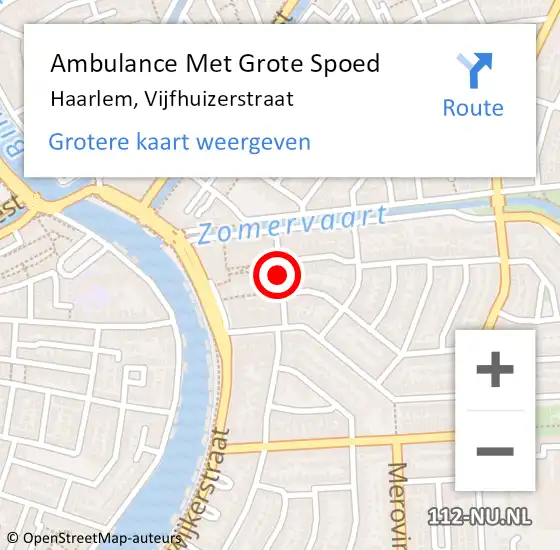 Locatie op kaart van de 112 melding: Ambulance Met Grote Spoed Naar Haarlem, Vijfhuizerstraat op 29 maart 2017 12:49