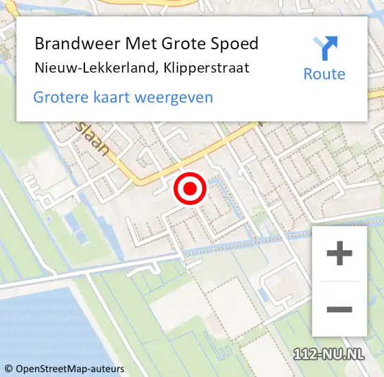 Locatie op kaart van de 112 melding: Brandweer Met Grote Spoed Naar Nieuw-Lekkerland, Klipperstraat op 29 maart 2017 12:56