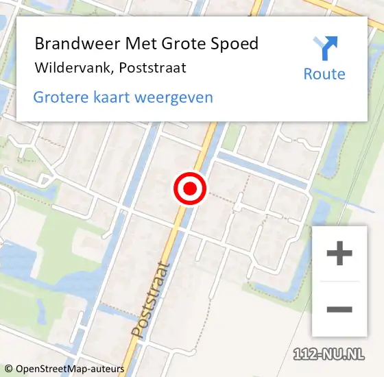 Locatie op kaart van de 112 melding: Brandweer Met Grote Spoed Naar Wildervank, Poststraat op 29 maart 2017 13:53