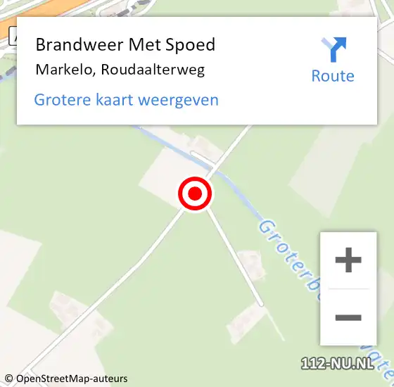 Locatie op kaart van de 112 melding: Brandweer Met Spoed Naar Markelo, Roudaalterweg op 29 maart 2017 14:22