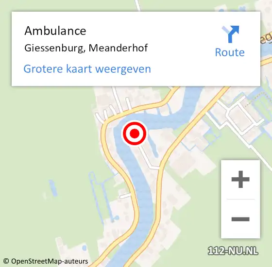 Locatie op kaart van de 112 melding: Ambulance Giessenburg, Meanderhof op 29 maart 2017 14:23